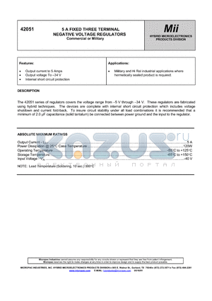 42051-065 datasheet - 5 A FIXED THREE TERMINAL NEGATIVE VOLTAGE REGULATORS