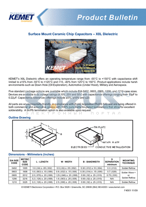 C0402C106J8NAC datasheet - Surface Mount Ceramic Chip Capacitors X8L Dielectric