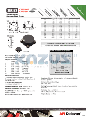 CM6460-106 datasheet - Surface Mount Common Mode Choke