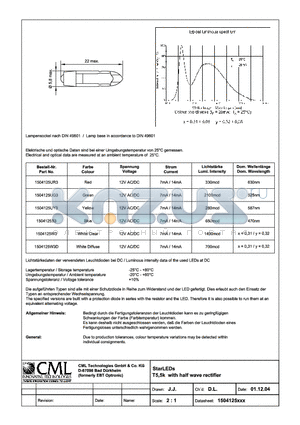 1504125W3 datasheet - StarLEDs T5,5K with half wave rectifier