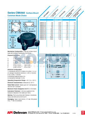 CM6560-106 datasheet - Surface Mount Common Mode Choke