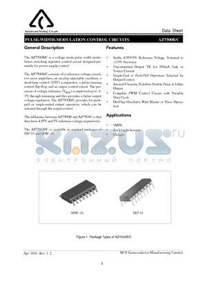 AZ7500CP-E1 datasheet - PULSE-WIDTH-MODULATION CONTROL CIRCUITS