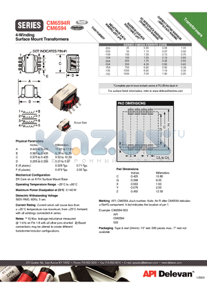 CM6594-155 datasheet - 4-Winding Surface Mount Transformers