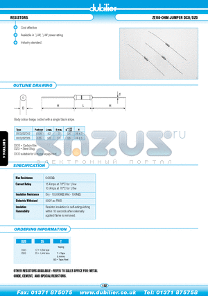 DZO12BD datasheet - RESISTORS ZERO-OHM JUMPER DCO/DZO