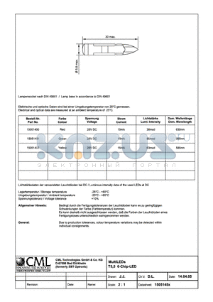 15051451 datasheet - MultiLEDs T5,5 6-chip-LED