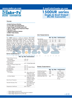 1505S36UR datasheet - Single & Dual Output DC/DC Converter