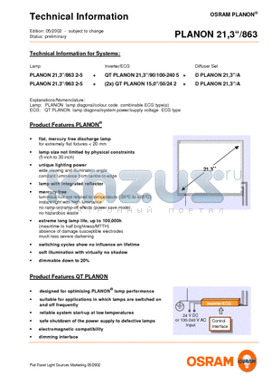 21Z863 datasheet - PLANON lamp diagonal/colour code combinable ECG type(s)