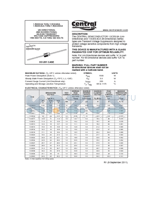 1.5CE82 datasheet - UNI-DIRECTIONAL AND BI-DIRECTIONAL SILICON TRANSIENT VOLTAGE SUPPRESSORS 1500 WATTS, 6.8 THRU 440 VOLTS