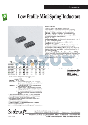 1508-13N-L datasheet - Low Profile Mini Spring Inductors