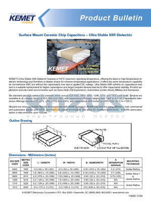 C0402C184F3HAC datasheet - Surface Mount Ceramic Chip Capacitors  Ultra Stable X8R Dielectric