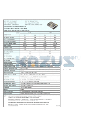 D-60A datasheet - TOTAL POWER INT. D60 AC-DC 60W POWER SUPPLY WITH DUAL OUTPUT