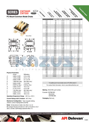 CM7560-276 datasheet - PC Mount Common Mode Choke