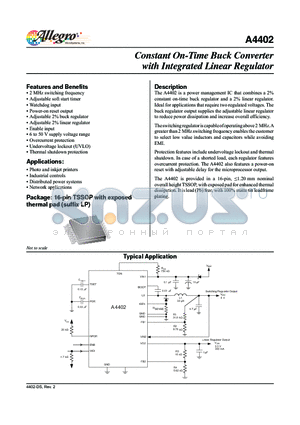 A4402ELPTR-T datasheet - Constant On-Time Buck Converter with Integrated Linear Regulator