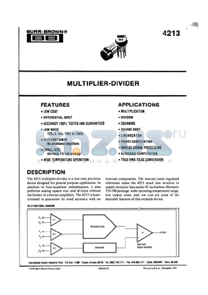 4213BM datasheet - MULTIPLIER-DIVIDER