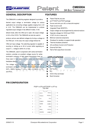 CM8500AIS datasheet - 3A BUS TERMINATOR