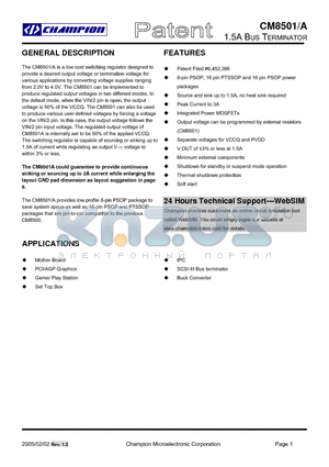 CM8501GIS datasheet - 1.5A BUS TERMINATOR