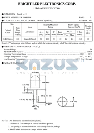 BL-BX1130A datasheet - LED LAMPS SPECIFICATION