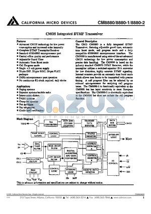 CM8880-1PI datasheet - CMOS Integrated DTMF Transceiver