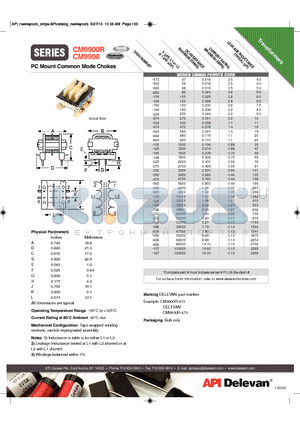 CM9900-106 datasheet - PC Mount Common Mode Chokes