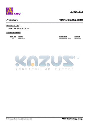 A48P4616 datasheet - 16M X 16 Bit DDR DRAM