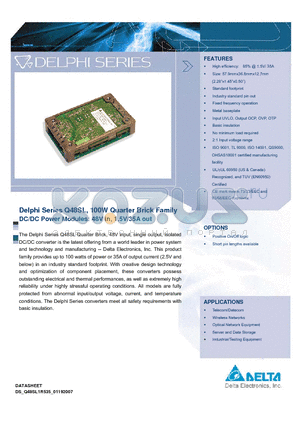 A48SL1R535NKFA datasheet - Delphi Series Q48SL, 100W Quarter Brick Family DC/DC Power Modules: 48V in, 1.5V/35A out