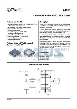 A4910 datasheet - Automotive 3-Phase MOSFET Driver