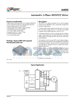 A4935KJP-T datasheet - Automotive 3-Phase MOSFET Driver