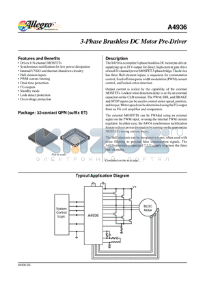 A4936MET-T datasheet - 3-Phase Brushless DC Motor Pre-Driver