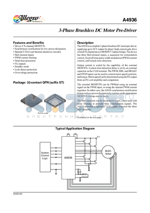 A4936METTR-T datasheet - 3-Phase Brushless DC Motor Pre-Driver