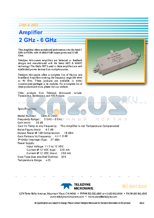 CMA-6-2003 datasheet - Amplifier 2 GHz - 6 GHz