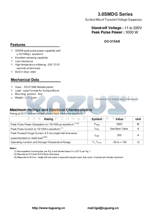 3.0SMDG14C datasheet - Surface Mount Transient Voltage Suppessor