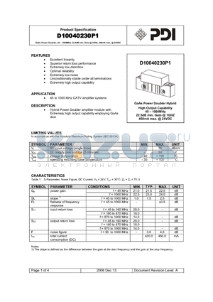 D10040230P1 datasheet - Hybrid Power Doubler amplifier module