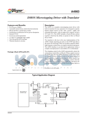 A4983SETTR-T datasheet - DMOS Microstepping Driver with Translator