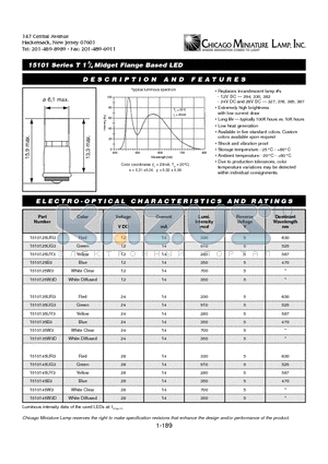 1510125B3 datasheet - T 13/4 Midget Flange Based LED