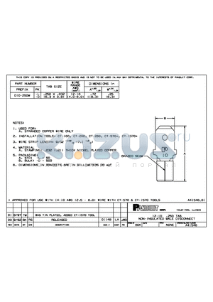 D10-250M datasheet - 12-10  .250 TAB NON-INSULATED MALE DISCONNECT