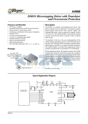 A4988 datasheet - DMOS Microstepping Driver with Translator and Overcurrent Protection