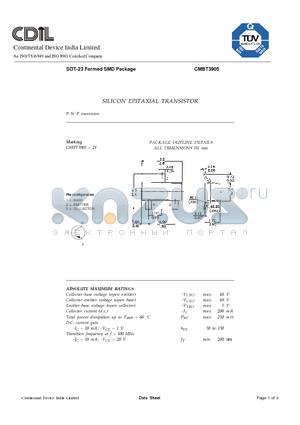 CMBT3905 datasheet - SILICON EPITAXIAL TRANSISTOR