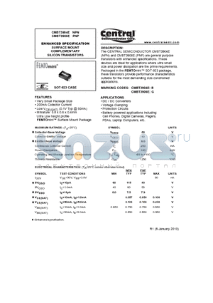 CMBT3906E datasheet - ENHANCED SPECIFICATION SURFACE MOUNT COMPLEMENTARY SILICON TRANSISTORS