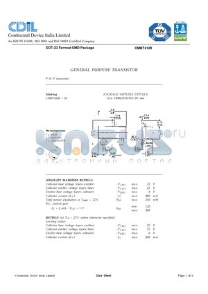 CMBT4126 datasheet - GENERAL PURPOSE TRANSISTOR