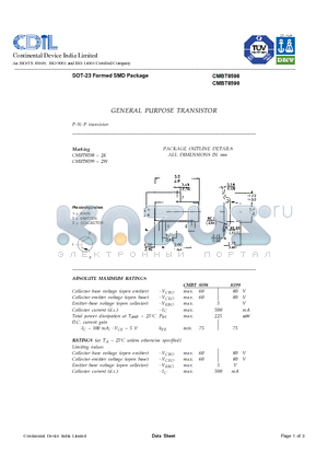 CMBT8599 datasheet - GENERAL PURPOSE TRANSISTOR