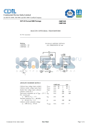 CMBTA06 datasheet - SILICON EPITAXIAL TRANSISTORS