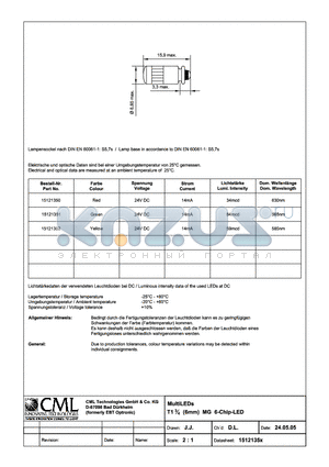 15121350 datasheet - MultiLEDs T13/4 (6mm) MG 6-Chip-LED