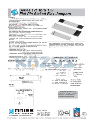 30-002.125-172PTLHT datasheet - Flat Pin Staked Flex Jumpers