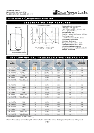 1512135UY3 datasheet - T 13/4 Midget Groove Based LED