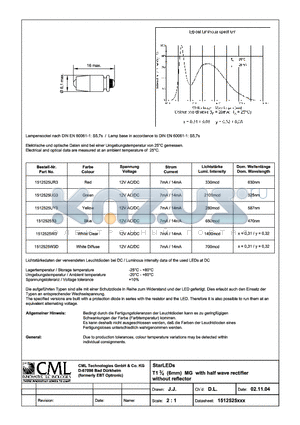 1512525W3D datasheet - StarLEDs T13/4 (6mm) MG with half wave rectifier without reflector
