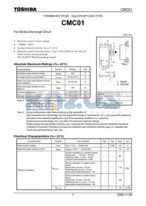 CMC01 datasheet - SILICON DIFFUSED TYPE For Strobe Discharge Circuit