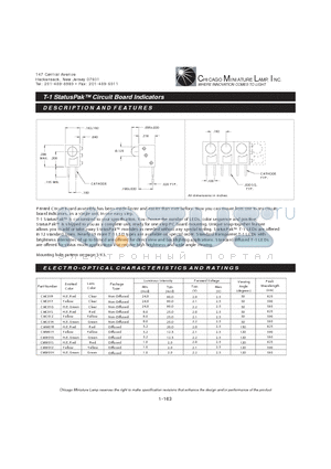 CMC01Y datasheet - T-1 StatusPak Circuit Board Indicators