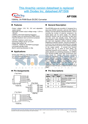 AP1506-12K5LA datasheet - 150KHz, 3A PWM Buck DC/DC Converter