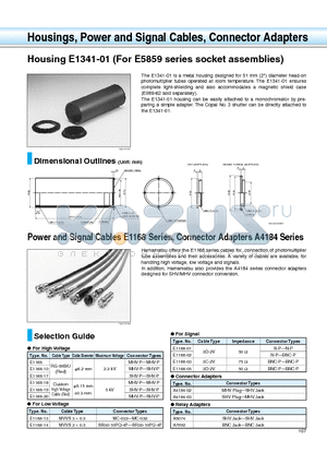 A5074 datasheet - Housings, Power and Signal Cables, Connector Adapters