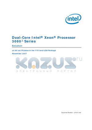 3000 datasheet - Dual-Core Intel Xeon Processor